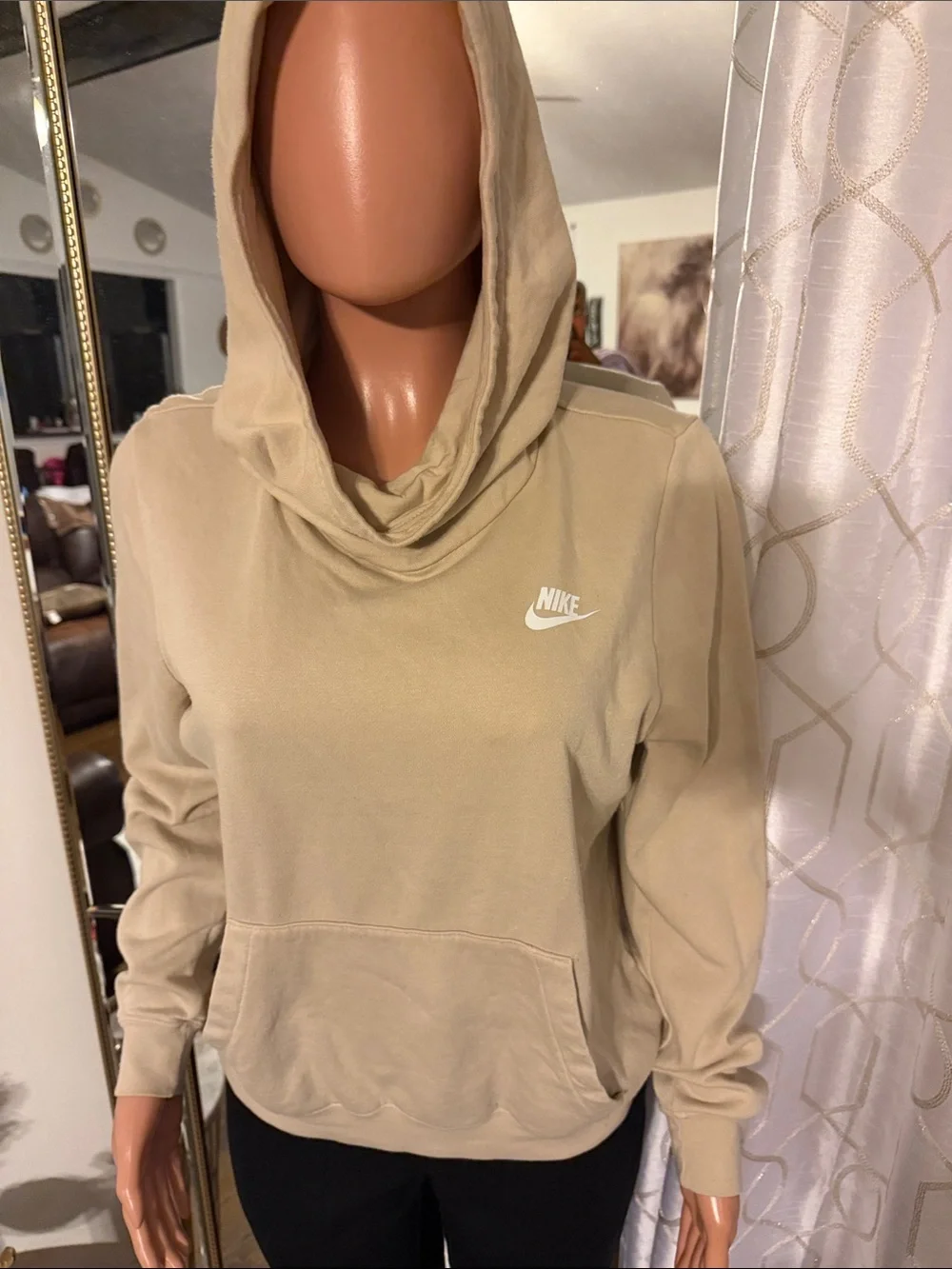 Nike Women's Tan Hooded Pullover Sweatshirt